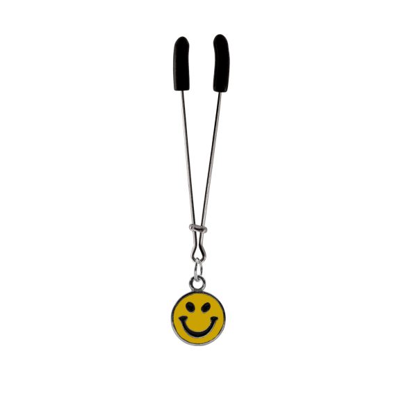 Tweezer - Chrome with Smilie Face Charm includes organza gift storage bag
