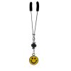 Tweezer - Chrome with Smilie Face Charm & Black Bead includes organza gift storage bag