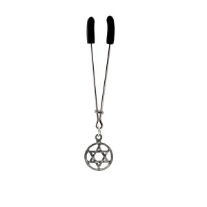 Clit Clamp - Tweezer - Chrome - with Star of David Charm includes organza gift storage bag