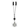 Clit Clamp - Tweezer - Chrome - with Star of David Charm & Green Bead includes organza gift storage bag