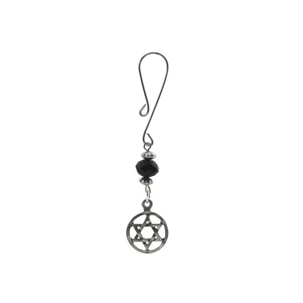 Clit Clamp - Curl Loop - with Star of David Charm & Green Bead includes organza gift storage bag