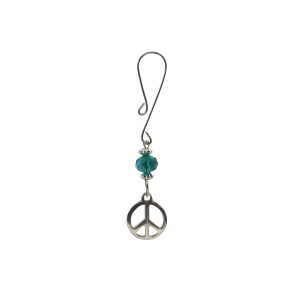 Clit Clamp - Curl Loop with Peace Sign Charm & Green Bead includes organza gift storage bag
