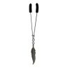 Clit Clamp - Tweezer - Chrome with Feather Charm includes organza gift storage bag