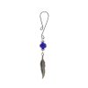 Clit Clamp - Curl Loop with Feather Charm & Blue Bead includes organza gift storage bag