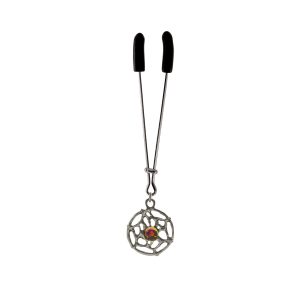 Clit Clamp - Tweezer - Chrome with Dream Catcher Charm includes organza gift storage bag