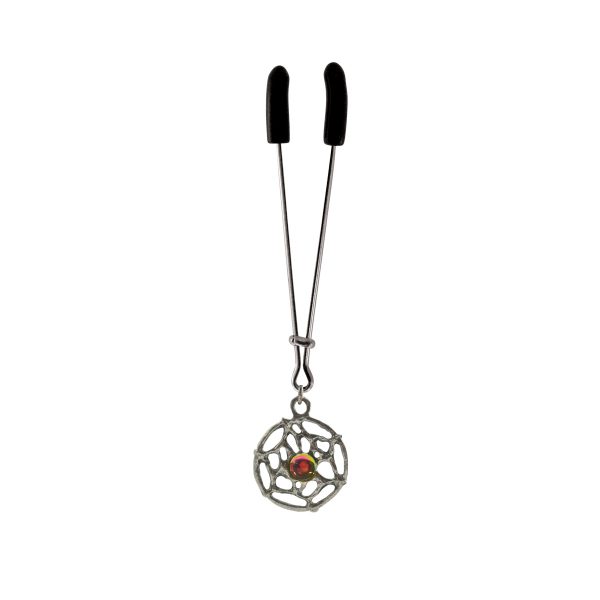 Clit Clamp - Tweezer - Chrome with Dream Catcher Charm includes organza gift storage bag
