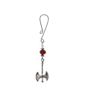 Clit Clamp - Curl Loop with Labrys Charm & Red Bead includes organza gift storage bag