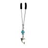 Clit Clamp - Tweezer - Chrome with Dolphin Charm & Blue Bead includes organza gift storage bag
