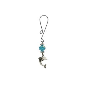 Clit Clamp - Curl Loop with Dolphin Charm & Blue Bead includes organza gift storage bag