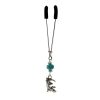 Clit Clamp - Tweezer - Chrome with Gecko Charm & Green Bead includes organza gift storage bag