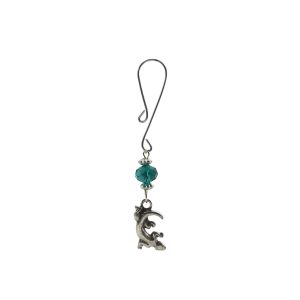 Clit Clamp - Curl Loop with Gecko Charm & Green Bead includes organza gift storage bag