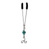 Clit Clamp - Tweezer - Chrome with Celtic Charm & Green Bead includes organza gift storage bag