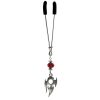 Clit Clamp - Tweezer - Chrome with Tribal Charm & Red Bead includes organza gift storage bag