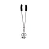 Clit Clamp - Tweezer - Chrome with Double Female Charm includes organza gift storage bag