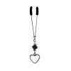 Clit Clamp - Tweezer - Chrome with Silver Heart Charm & Black Bead includes organza gift storage bag