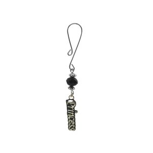 Clit Clamp - Curl Loop with Princess Charm & Black Bead includes organza gift storage bag