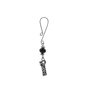 Clit Clamp - Curl Loop with Queen Charm & Black Bead includes organza gift storage bag