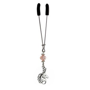 Clit Clamp - Tweezer w/ Unicorn Charm & Pink Bead includes organza gift storage bag