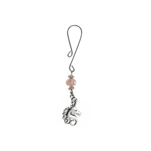 Clit Clamp - Curl Loop W/Unicorn Charm & Pink Bead includes organza gift storage bag
