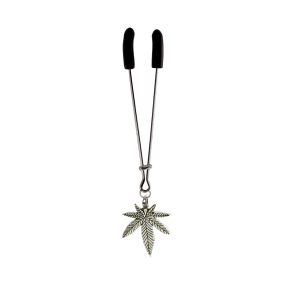 Clit Clamp - Tweezer w/Pot Leaf Charm includes organza gift storage bag