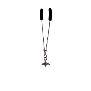 Clit Clamp - Tweezer - Chrome W/Bee Charm includes organza gift storage bag