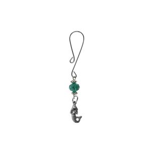Clit Clamp - Curl Loop W/Mermaid Charm & Turquoise Bead includes organza gift storage bag