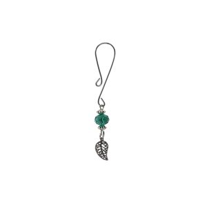 Clit Clamp - Curl Loop W/Leaf Charm & Turquoise Bead includes organza gift storage bag