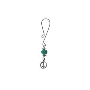 Clit Clamp - Curl Loop W/Peace Sign Charm and Turquoise Bead includes organza gift storage bag