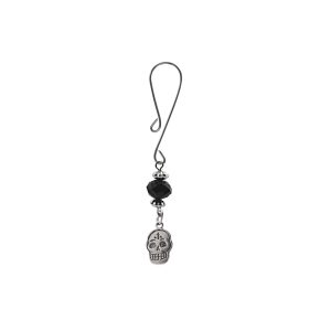 Clit Clamp - Curl Loop W/Day of the Dead Charm and Black Bead includes organza gift storage bag