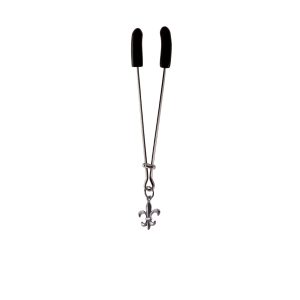 Clit Clamp - Tweezer - Chrome W/Fleur de Lis Charm includes organza gift storage bag