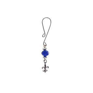 Clit Clamp - Curl Loop W/Fleur de Lis Charm and Dark Blue Bead includes organza gift storage bag