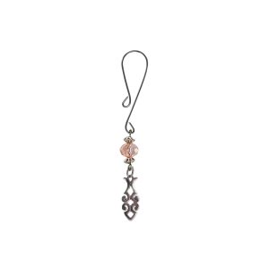 Clit Clamp - Curl Loop W/Scroll Charm and Pink Bead includes organza gift storage bag