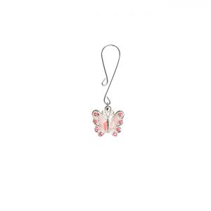 Pink Butterfly Charm on Curl Loop Clit Clamp includes organza gift storage bag