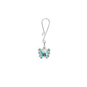 Blue Butterfly Charm on Curl Loop Clit Clamp  includes organza gift storage bag