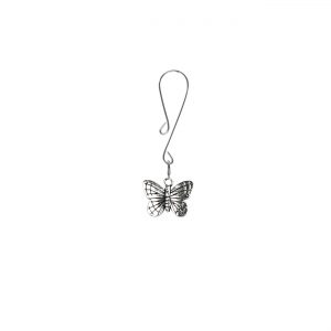 Silver Butterfly Charm on Curl Loop Clit Clamp  includes organza gift storage bag
