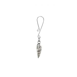 Silver Shell Charm on Curl Loop Clit Clamp  includes organza gift storage bag