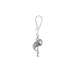 Silver Flamingo Charm on Curl Loop Clit Clamp  includes organza gift storage bag