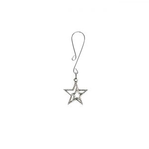 Silver Colored Double Star Charm on Dainty Curl Loop Style Clit Clamp  includes organza gift storage bag