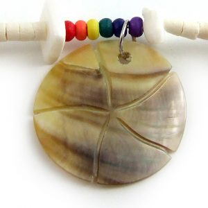 Rainbow white necklace with flower pendant