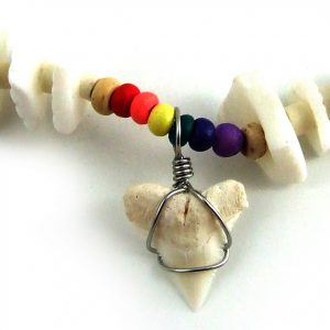 Rainbow whtite necklace with shark tooth