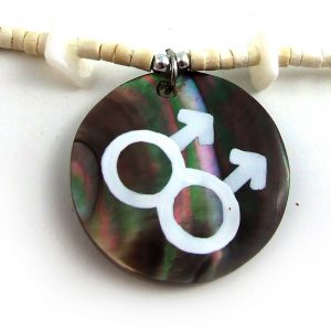 Double Male Pendant with shell necklace