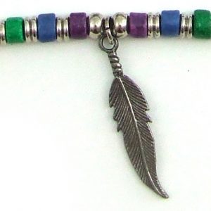 Feather with Ceramic Beads Necklace