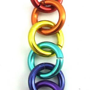 Mini Rainbow Pride Rings Drop Connected Necklace