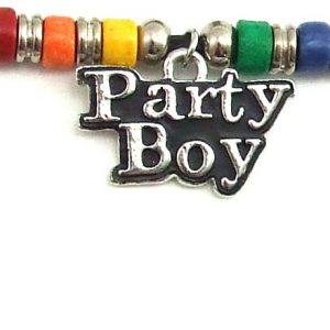 Rainbow Ceramic Beads with Party Boy Charm