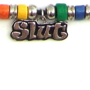 Rainbow Ceramic Beads with Slut Charm