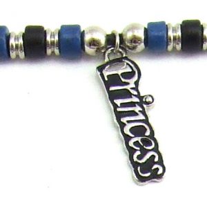 Blue & Black Ceramic Beads with Princess Charm