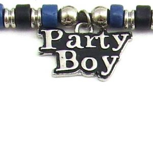 Blue & Black Ceramic Beads with Party Boy Charm
