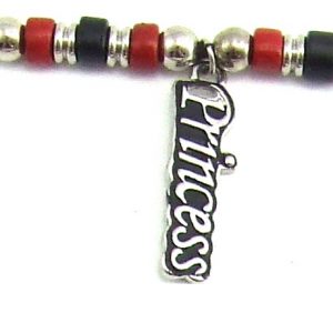 Red & Black Ceramic Beads with Princess Charm