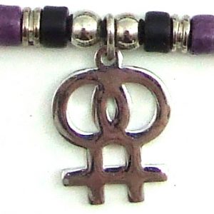 Black & Purple Ceramic Beads with Double Female Charm