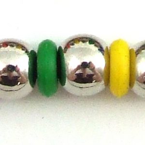 Rainbow Beads & Silver Necklace on Rubber - Black